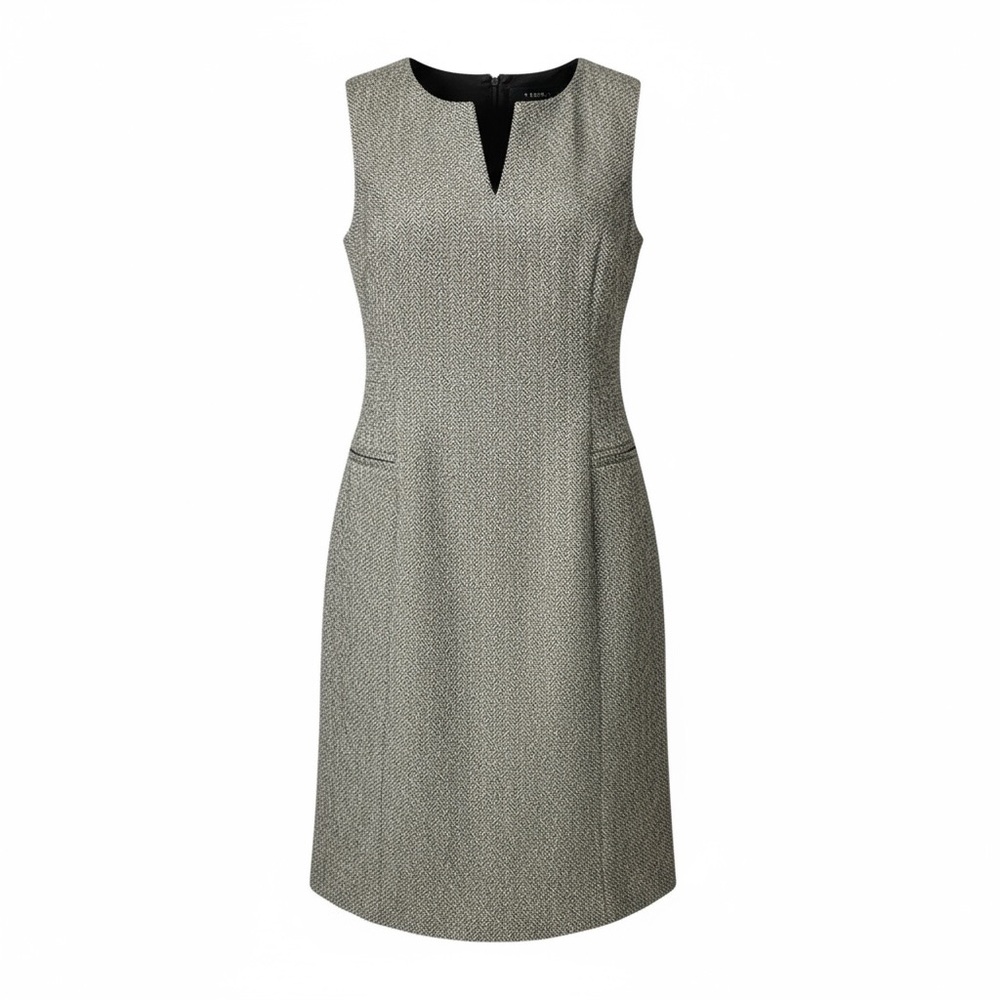 Tailor B Moss Tweed Sleeveless Sheath Dress Wool Blend Lined Size 12